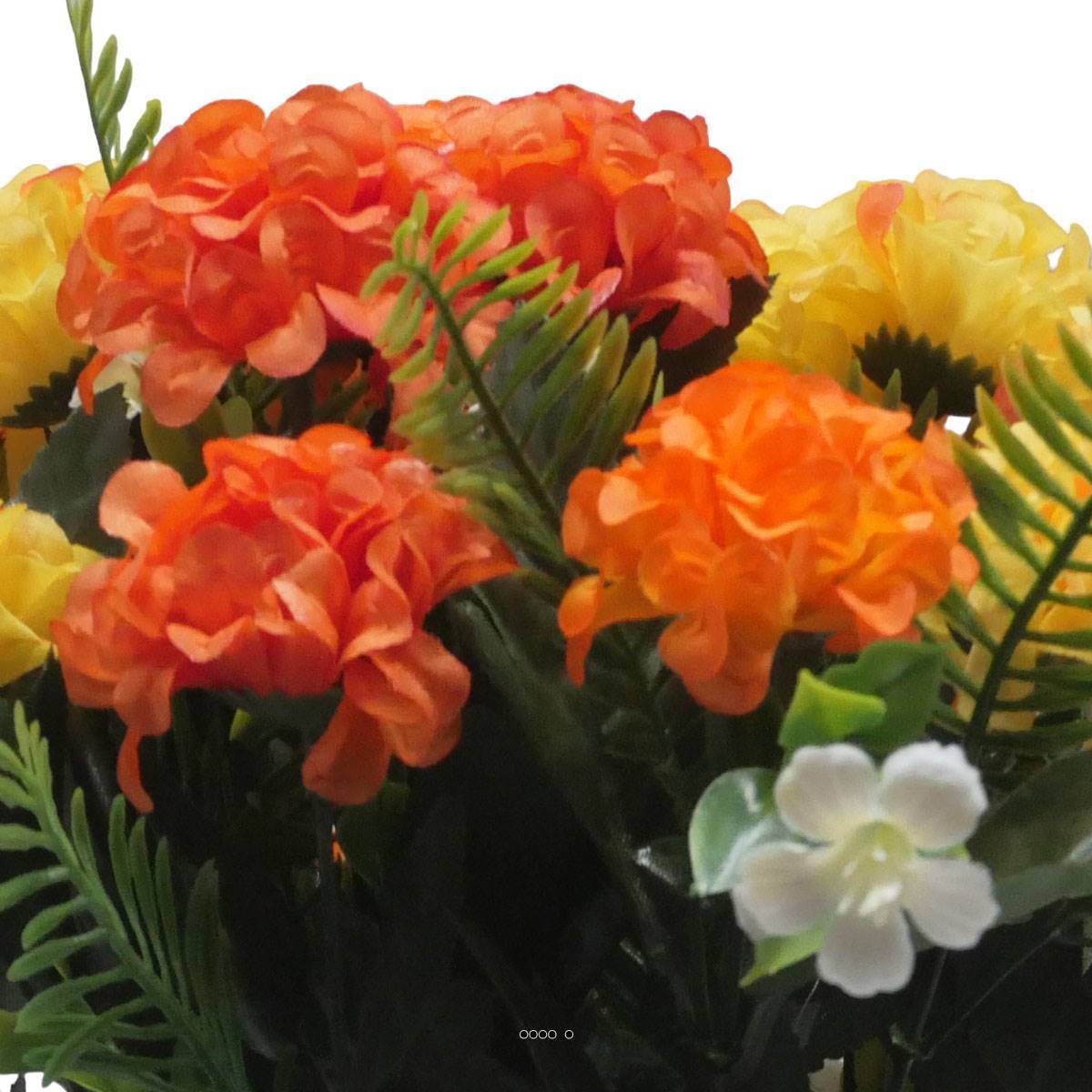 Artificielles - Pot Cone pour le cimetière de fleurs artificielles de Zinnias Orange pour la Toussaint - couleur: Orange 660 - Image 3