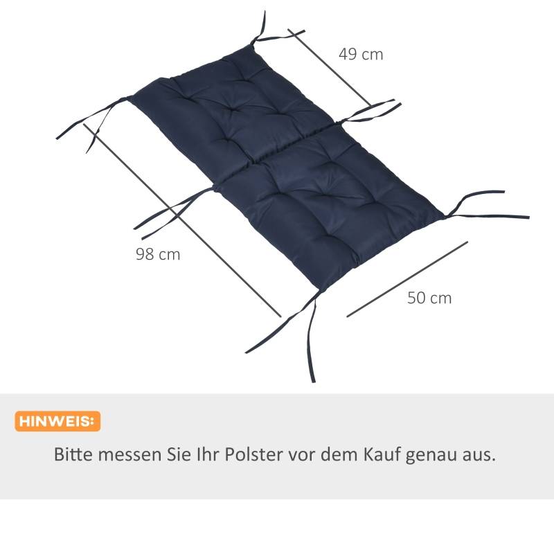 Coussin d’assise en polyester, bleu foncé, 98 x 50 x 8 cm - PANGIVO - Image 3
