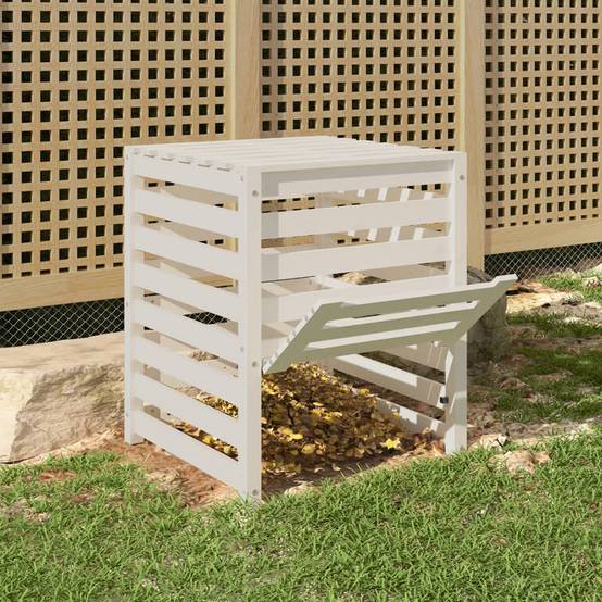 Composteur de jardin bois de pin massif 310L recyclage déchets organique Blanc – ComfortXL Outdoor Living - Image 3