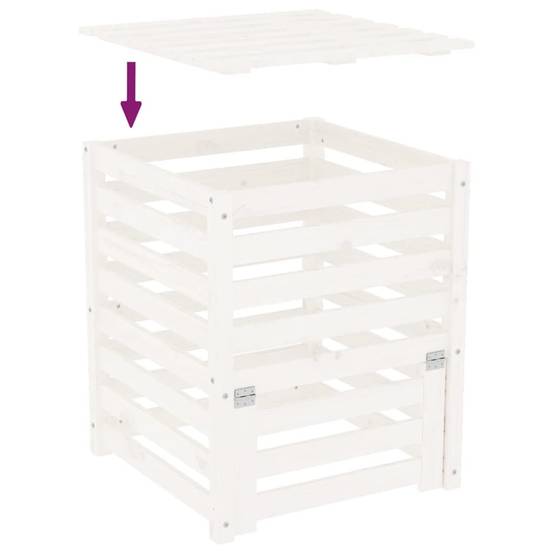 Composteur de jardin bois de pin massif 310L recyclage déchets organique Blanc – ComfortXL Outdoor Living - Image 8