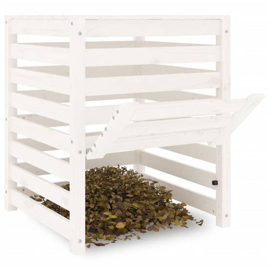 Composteur de jardin bois de pin massif 310L recyclage déchets organique Blanc – ComfortXL Outdoor Living - Image 4