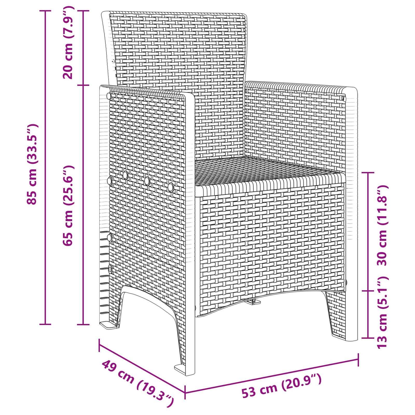PANGIVO - Chaise de jardin polypropylène anthracite 53 x 49 x 85 cm, Poids :12.6kg - PANGIVO - Image 6