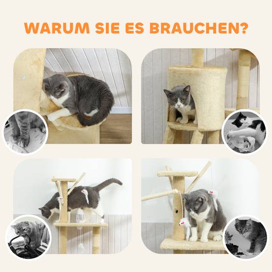 Arbre à chat sisal et peluche beige 60 x 35 x 134 cm - PANGIVO - Image 10