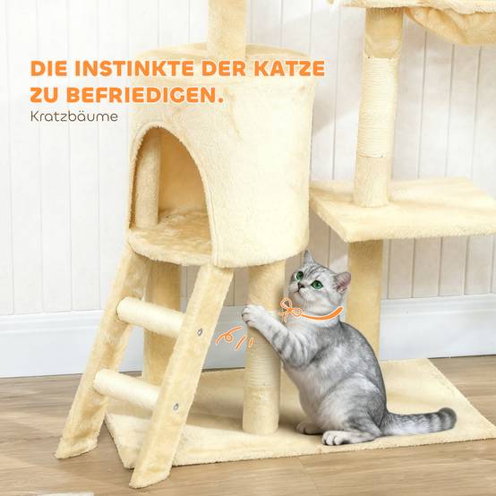 Arbre à chat sisal et peluche beige 60 x 35 x 134 cm - PANGIVO - Image 9