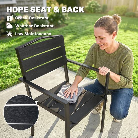 Outsunny - Lot de 4 chaises de jardin empilables avec accoudoirs - métal et HDPE - noir - Outsunny - Image 9
