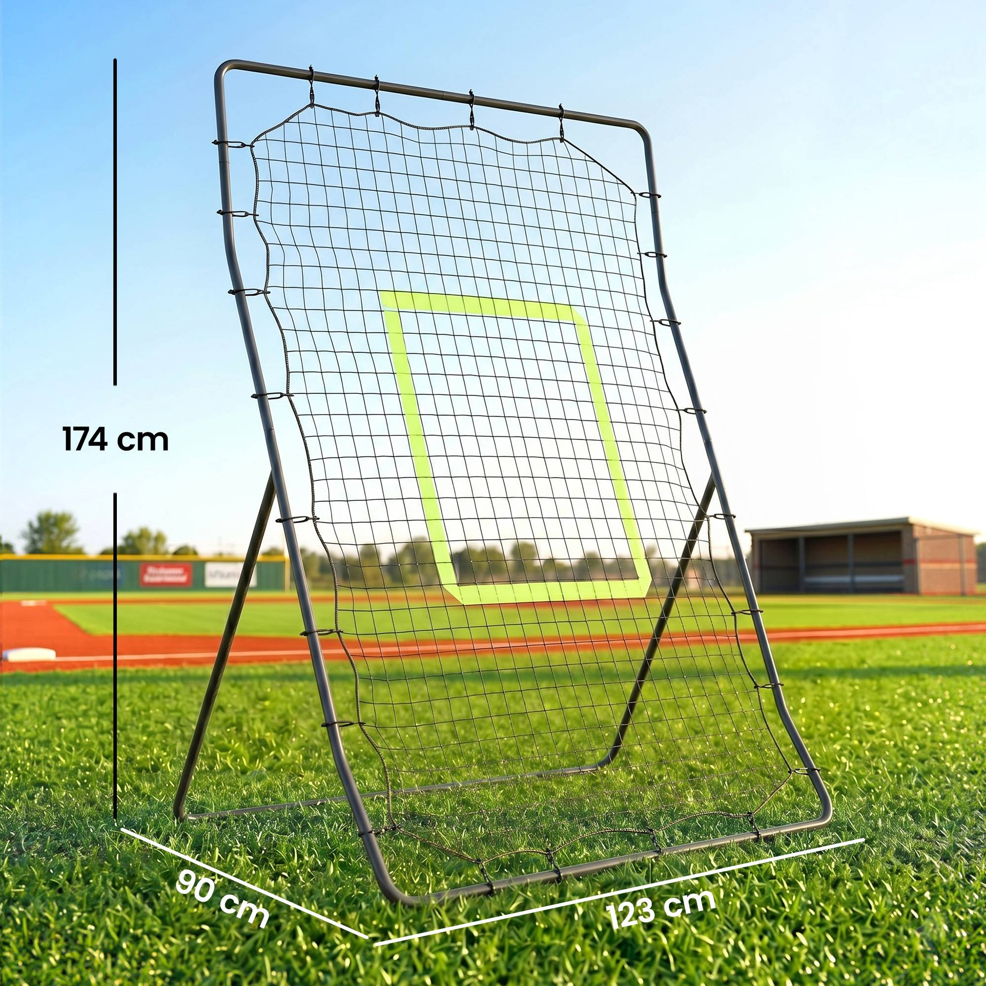 ComfortXL - Filet de rebond baseball PE noir avec cadre métal pliable pour jardin entraînement précis lancer et frappe - Image 2