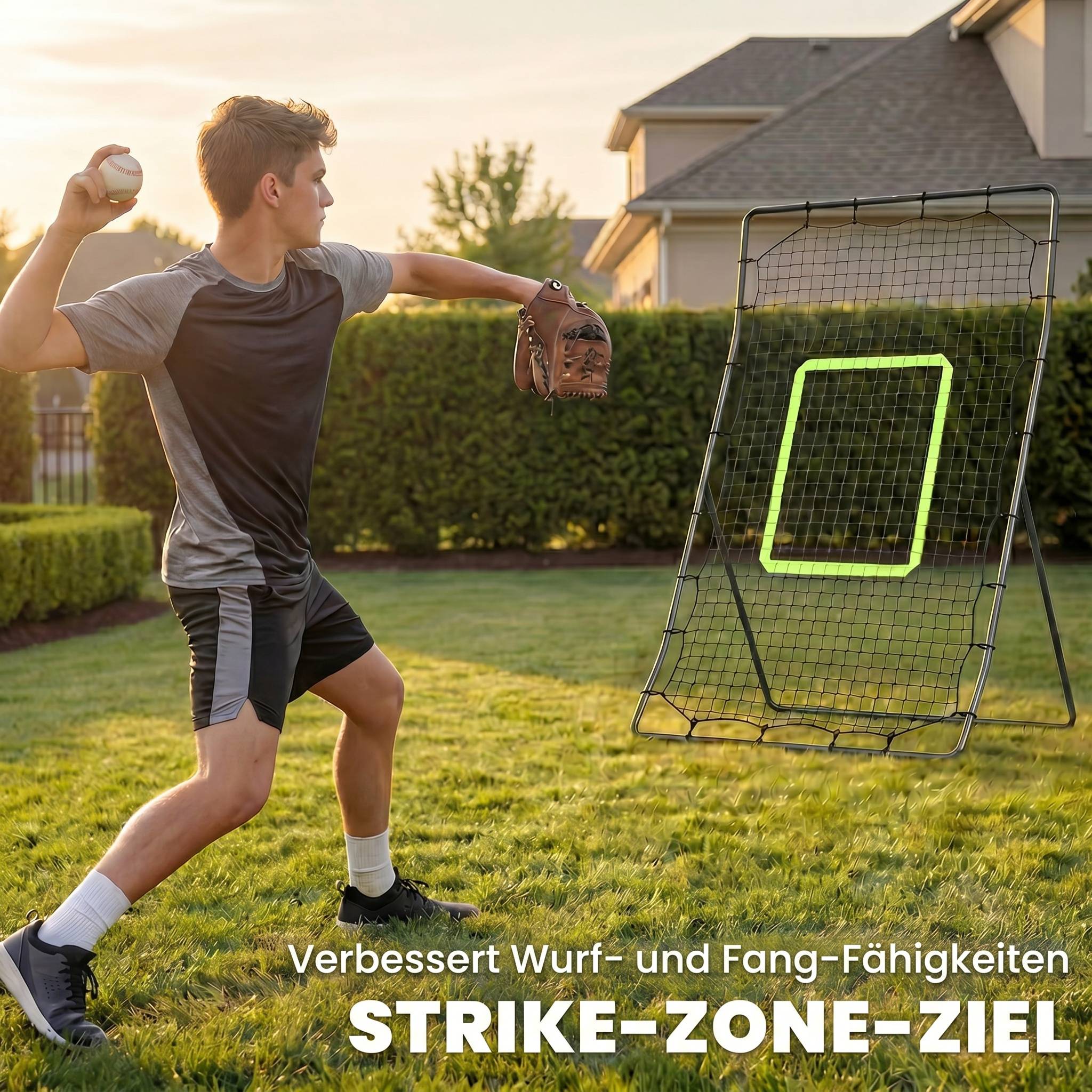 ComfortXL - Filet de rebond baseball PE noir avec cadre métal pliable pour jardin entraînement précis lancer et frappe - Image 4