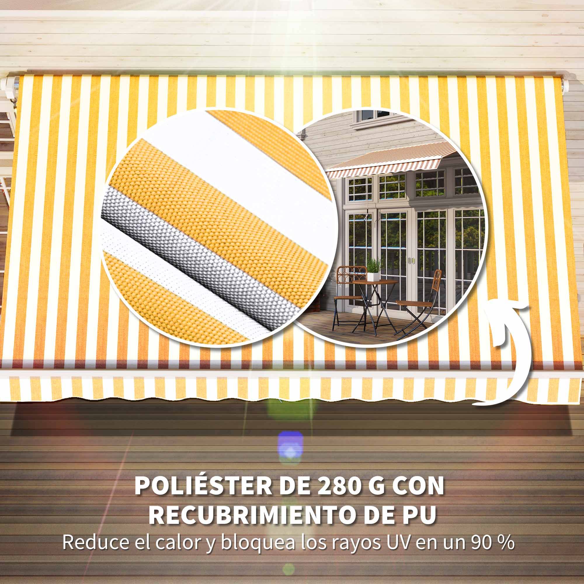 Store mural avec bras articulé et manivelle, structure robuste en aluminium et toile en polyester, 295 x 245 cm, orange - Image 7