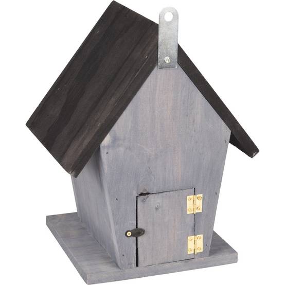 Nichoir pour oiseaux 18.5 x 15 x 23 cm en bois gris / noir - Image 4