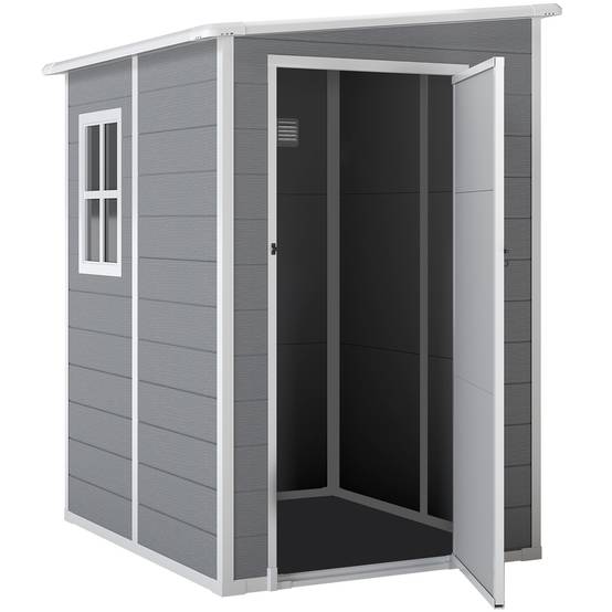 Abri de jardin aluminium extérieur rangement outils avec fenêtre toit pente 122x149x192cm gris - ComfortXL Outdoor Living - Image 2