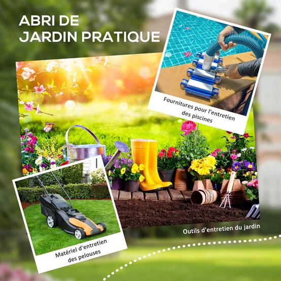 Abri de jardin aluminium extérieur rangement outils avec fenêtre toit pente 122x149x192cm gris - ComfortXL Outdoor Living - Image 9