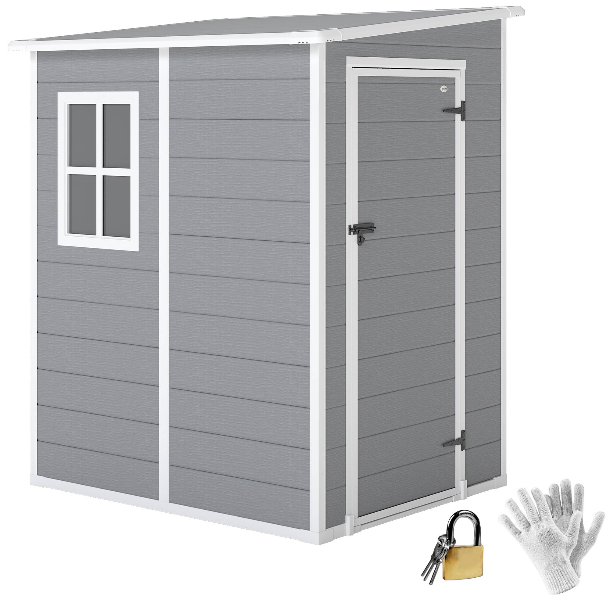 Abri de jardin aluminium extérieur rangement outils avec fenêtre toit pente 122x149x192cm gris - ComfortXL Outdoor Living