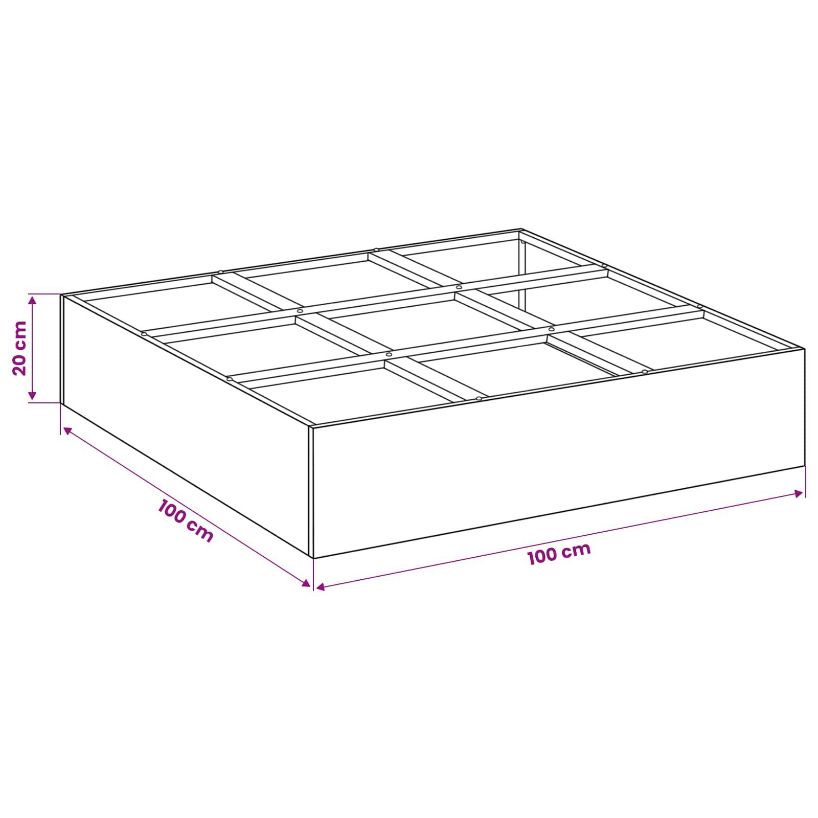 Vidaxl - Cache-pot de jardin Noir 100 x 100 x 20 cm Acier laminé à froid vidaXL 8005736 - Image 3