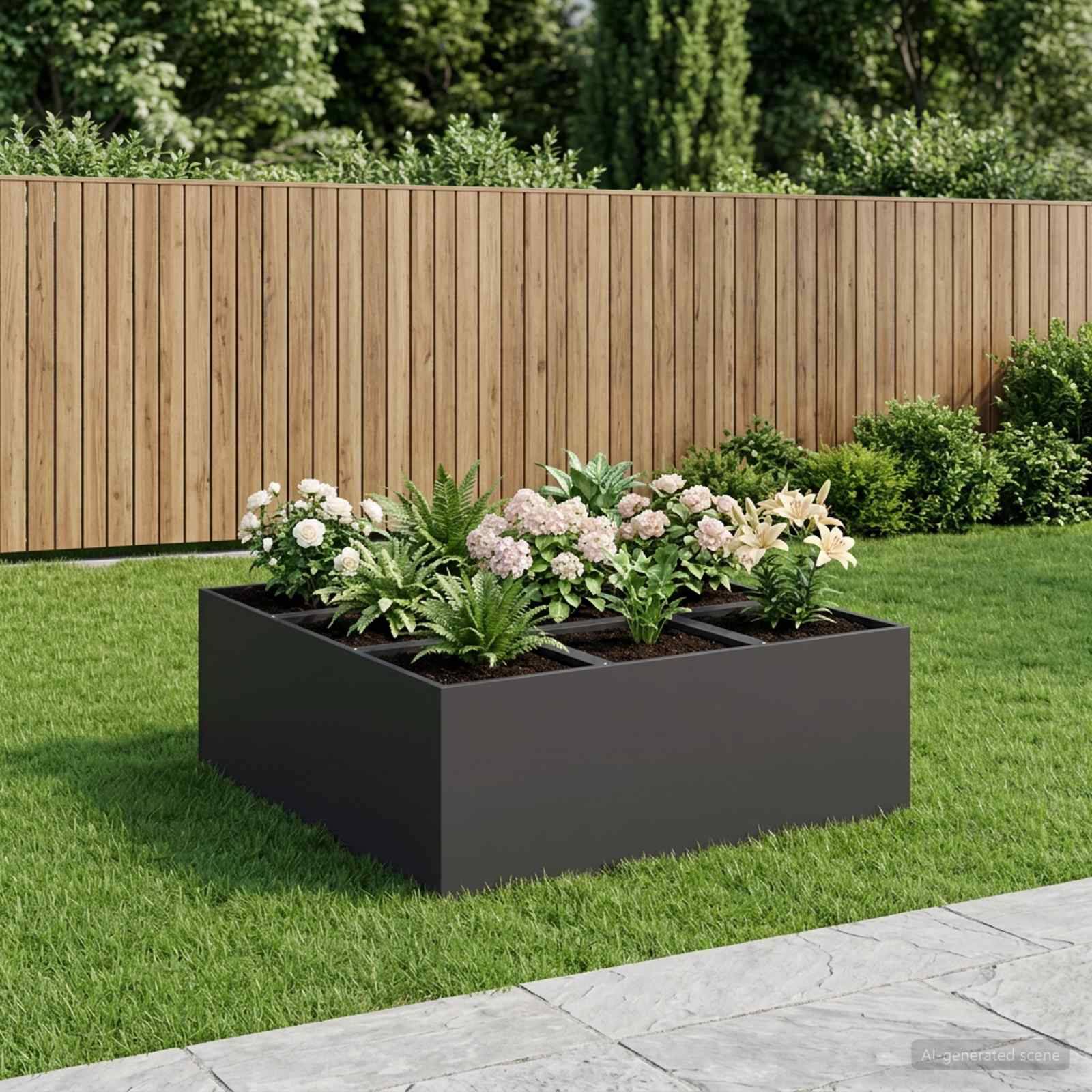 Vidaxl - Cache-pot de jardin Noir 100 x 100 x 20 cm Acier laminé à froid vidaXL 8005736 - Image 1