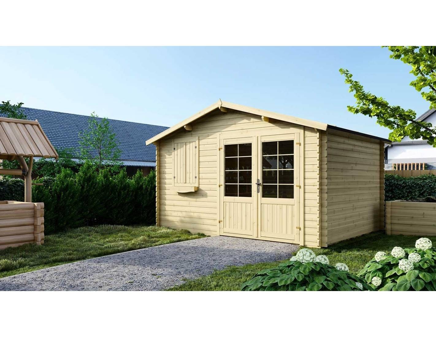 Altanka - Abri de jardin en bois - 12m2 - 4x3m - Ep. 28mm - Couleur: naturel - DOM124 - ALTANKA - Image 2