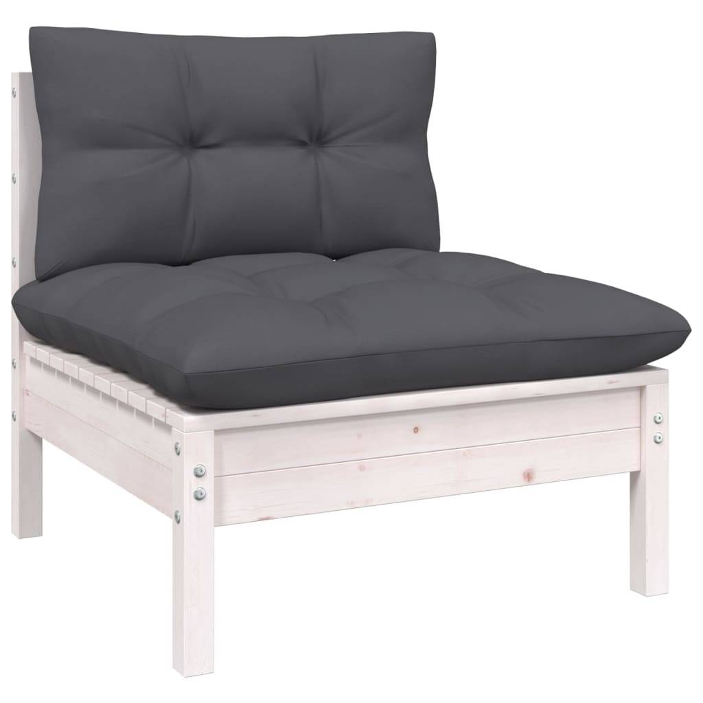 ComfortXL - Canapé 3 Places Extérieur Pin Massif Blanc, Ensemble Modulaire pour Salon de Jardin, Coussins Anthracite – ComfortXL Outdoor Living - Image 4