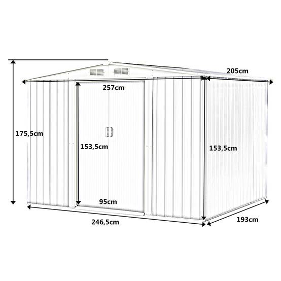 Abri de Jardin avec Porte Coulissante Toit Galvanisé abri de Stockage Vert 205x257x 175,5cm - Image 6