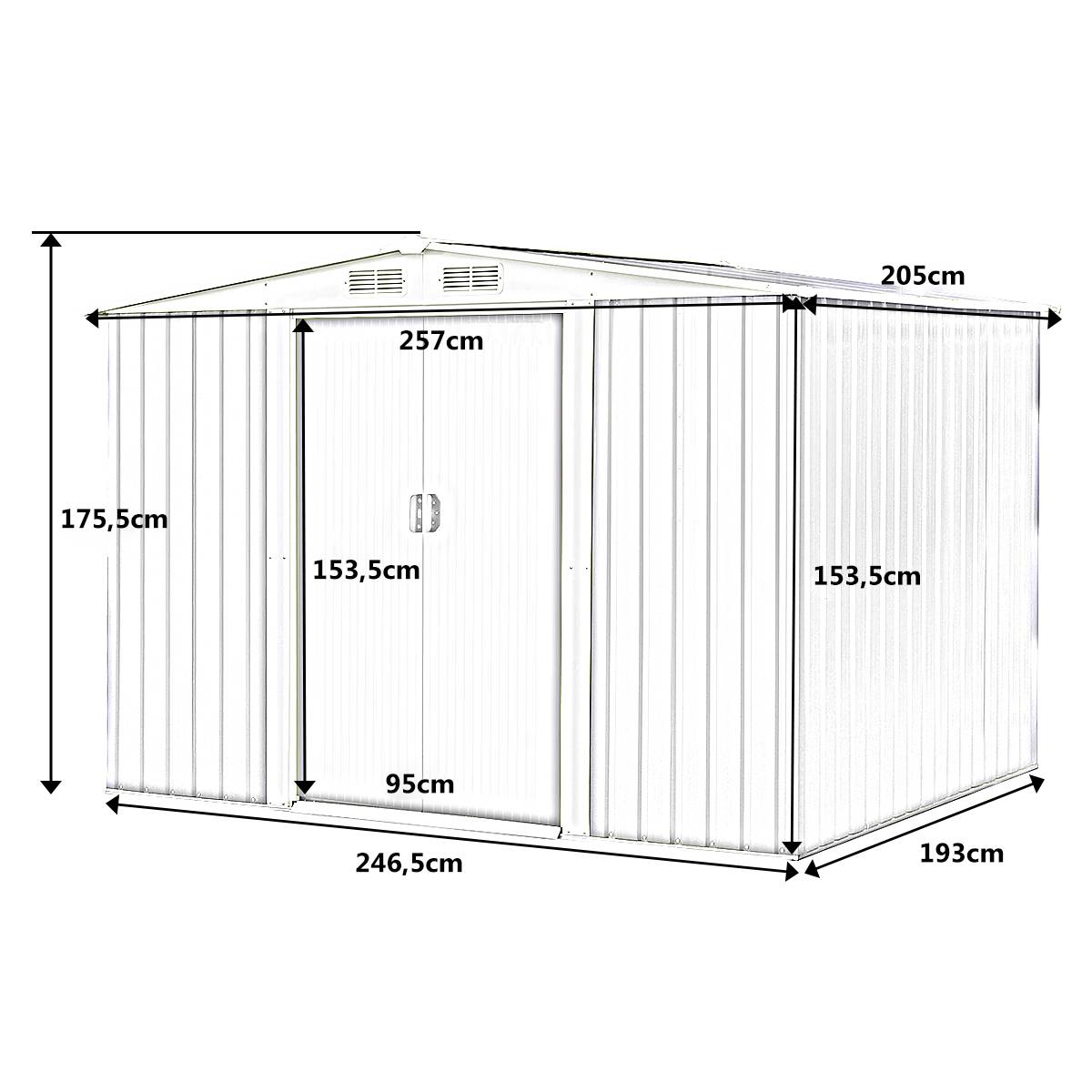 Abri de Jardin avec Porte Coulissante Toit Galvanisé abri de Stockage Vert 205x257x 175,5cm - Image 6