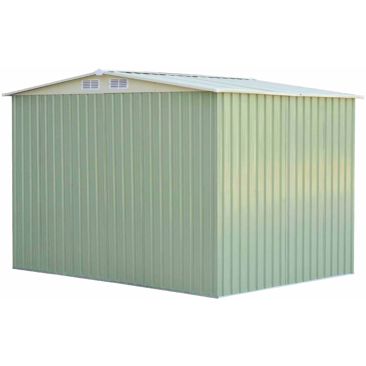 Abri de Jardin avec Porte Coulissante Toit Galvanisé abri de Stockage Vert 205x257x 175,5cm - Image 2