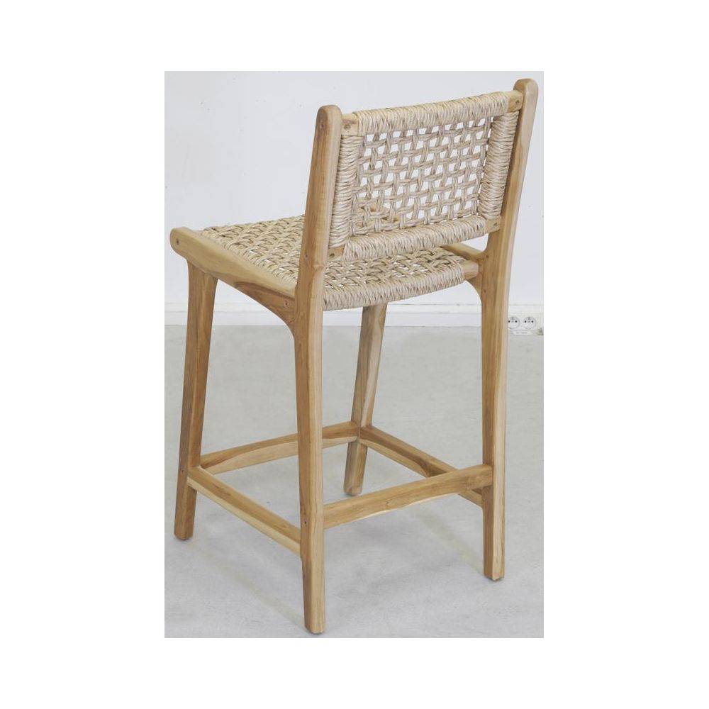 Aubry Gaspard - Tabouret bar en teck naturel et cannage BAIA (Lot de 2) Hauteur 100 cm - Image 3