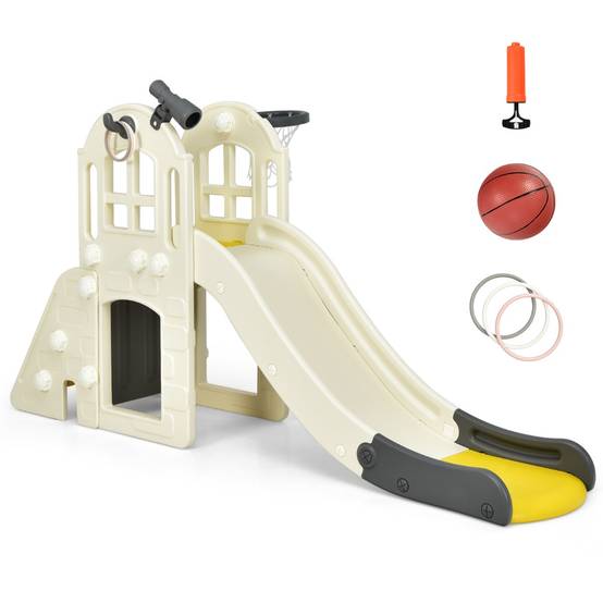 Toboggan pour Enfant 6 en 1 - Glisse de 140 CM 3-8 Ans Toboggan Intérieure & Extérieure Jaune - Image 1