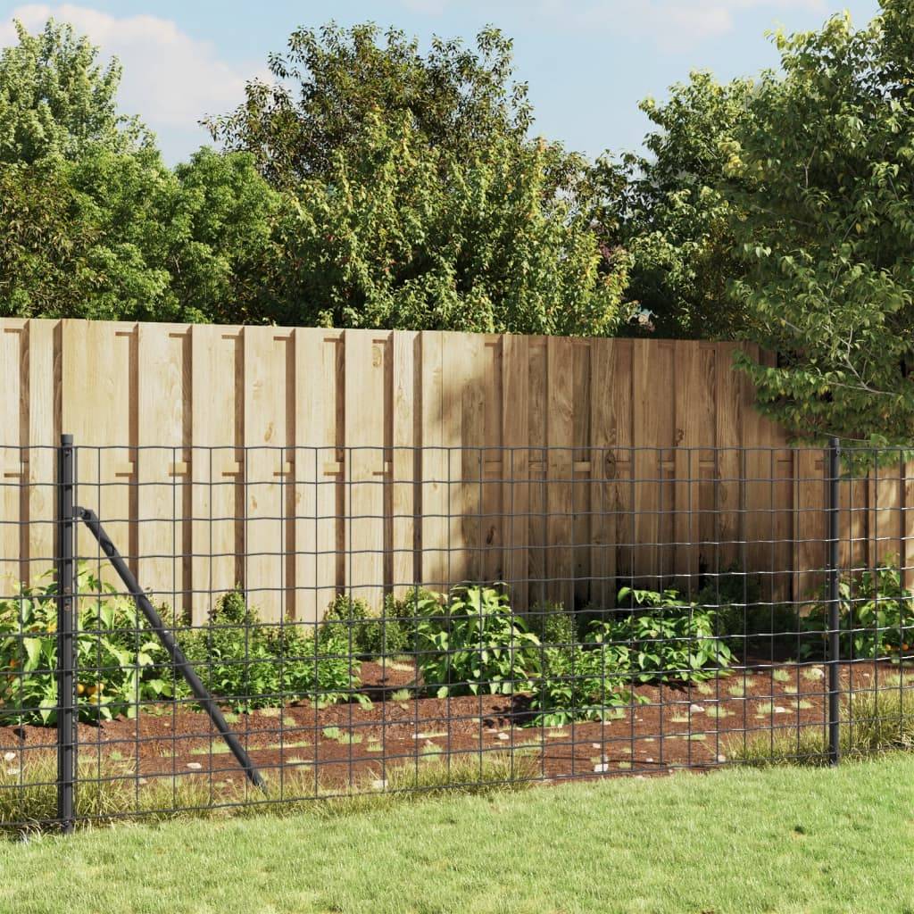 ComfortXL - Grillage Souple Acier Jardin Kit Complet Clôture Maille Carrée Anthracite 0,8x25m - ComfortXL Outdoor Living - Image 1
