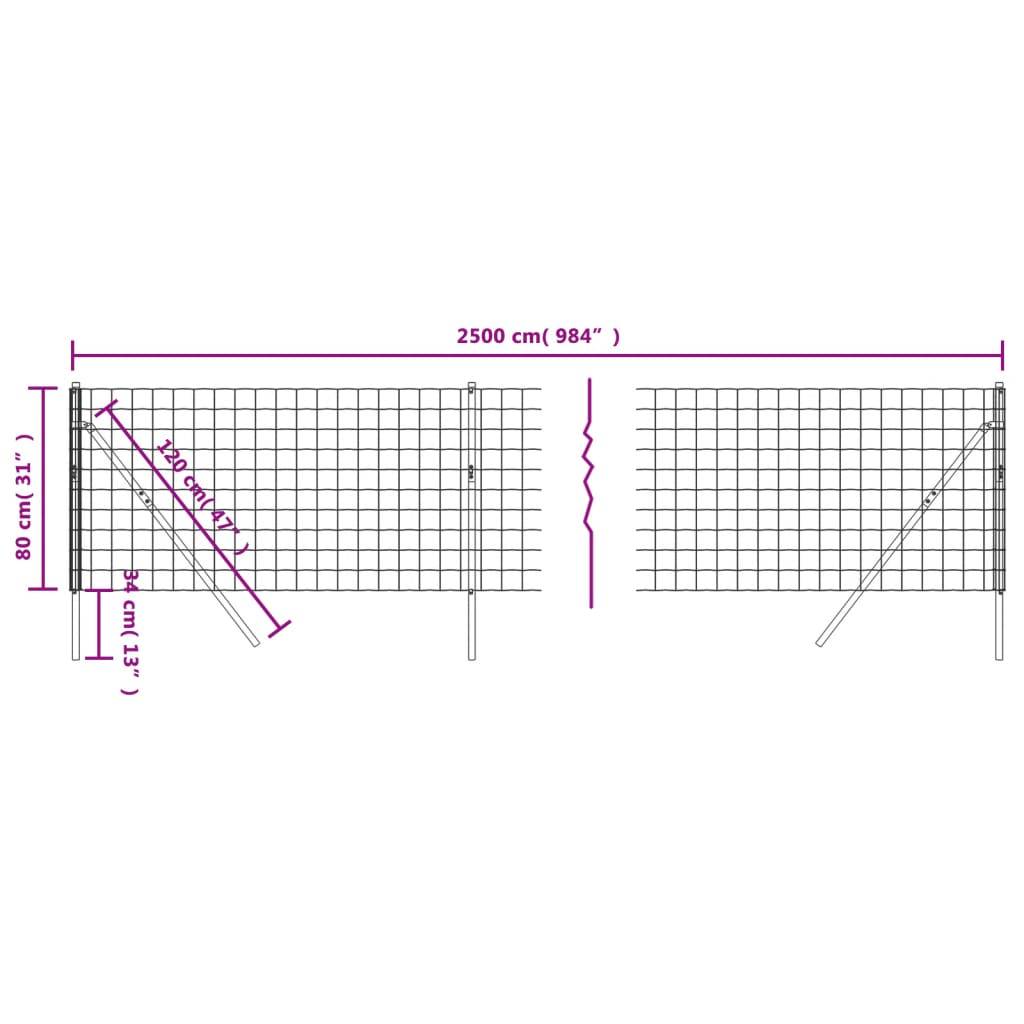 ComfortXL - Grillage Souple Acier Jardin Kit Complet Clôture Maille Carrée Anthracite 0,8x25m - ComfortXL Outdoor Living - Image 5
