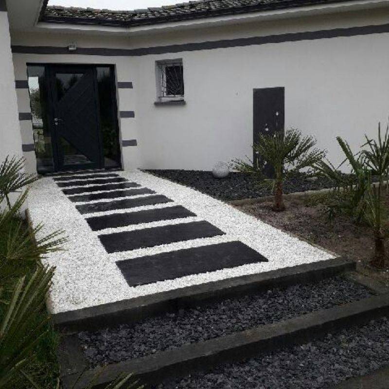 Pas japonais palis ardoise 100 x 50 x 3 cm - Noir (Lot de 1) - Jardinex - Image 1
