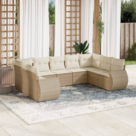 ComfortXL - Salon de Jardin Bas 9 Places en Poly Rotin Beige Ensemble Modulable pour Extérieur 9 Pièces – ComfortXL Outdoor Living - Image 1