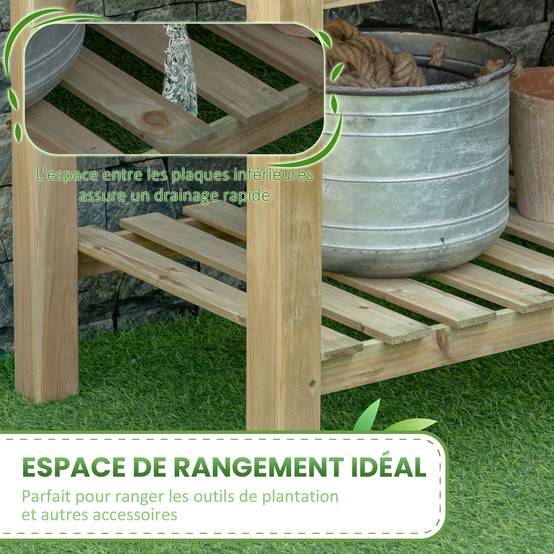 Sans Marque - Jardinière surélevée avec Étagère de Rangement en Bois, Carré Potager sur Pied surélevé, 113 x 56 x 84 cm, vert - Image 7