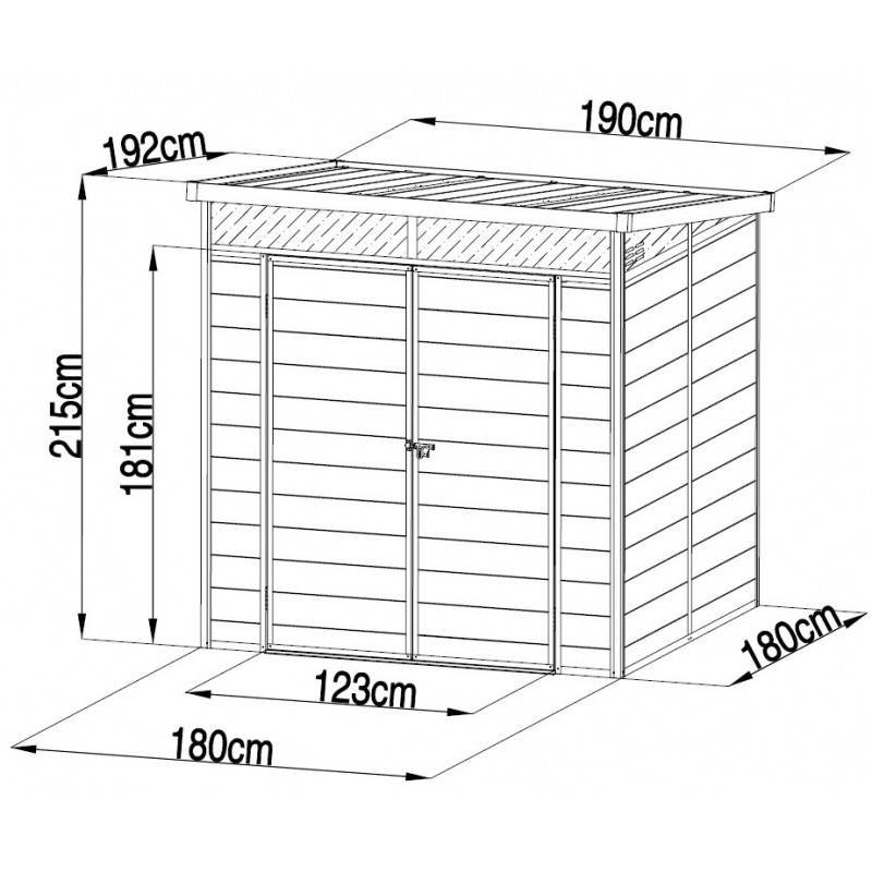 Abri de jardin résine 3,24m² beige toit plat avec plancher et double porte Jôbu - Image 4