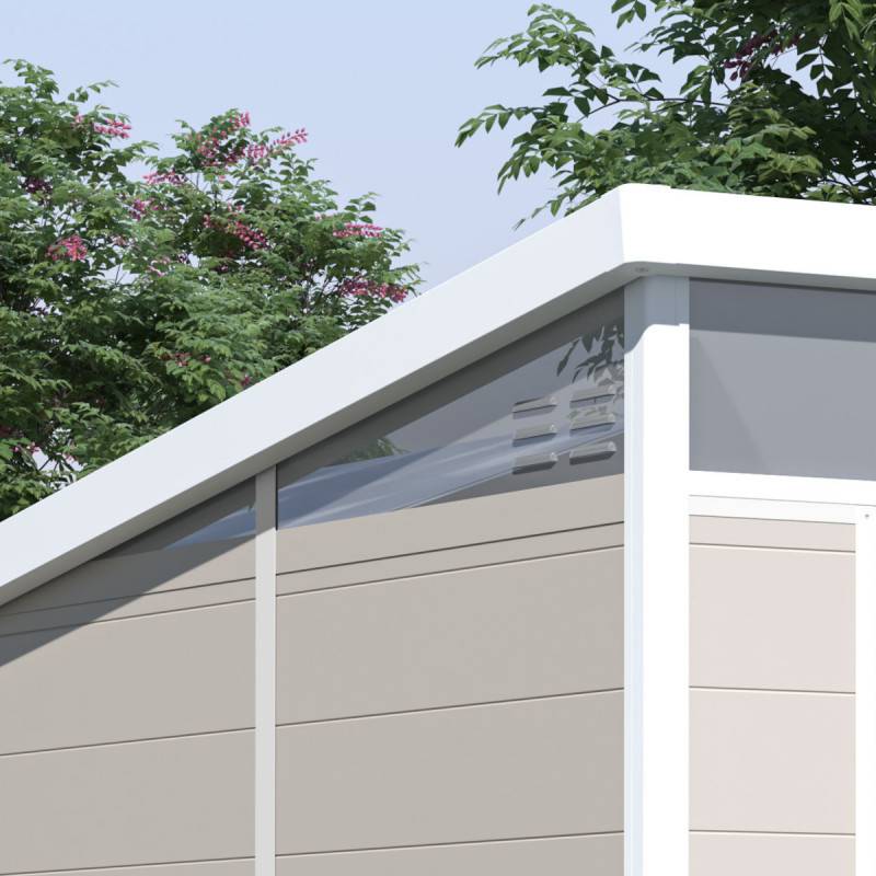Abri de jardin résine 3,24m² beige toit plat avec plancher et double porte Jôbu - Image 5