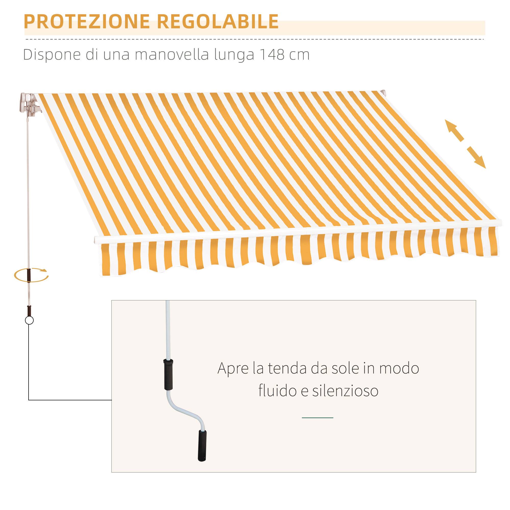 Store Banne Manuel Rétractable 295 x 245 cm avec Manivelle, Angle 45°–85°, Aluminium et Polyester 280 g/m², Terrasse/Balcon, Orange - Image 6