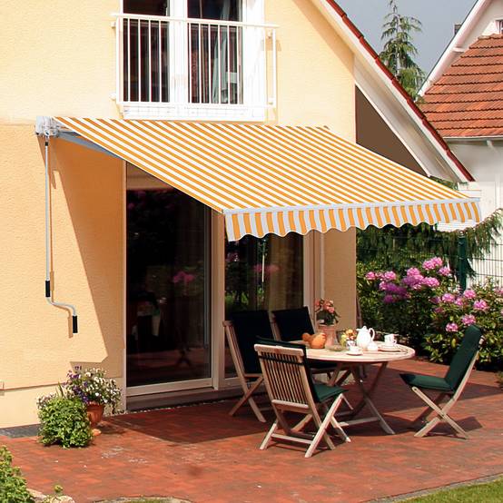 Store Banne Manuel Rétractable 295 x 245 cm avec Manivelle, Angle 45°–85°, Aluminium et Polyester 280 g/m², Terrasse/Balcon, Orange - Image 4