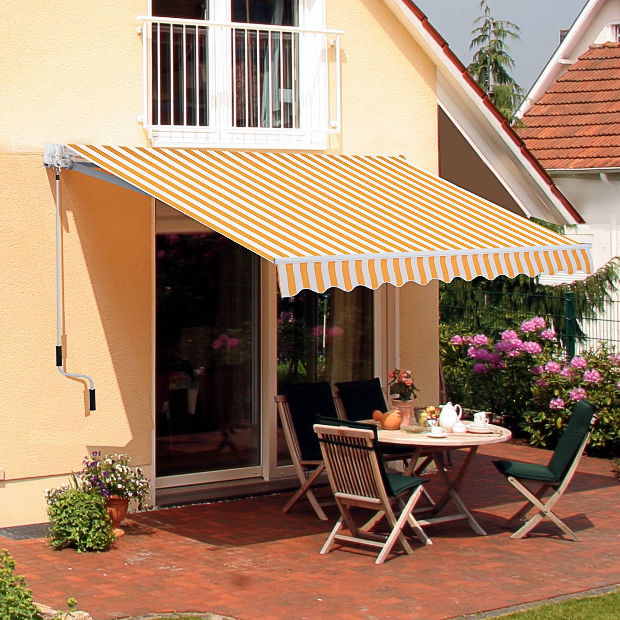 Store Banne Manuel Rétractable 295 x 245 cm avec Manivelle, Angle 45°–85°, Aluminium et Polyester 280 g/m², Terrasse/Balcon, Orange - Image 4