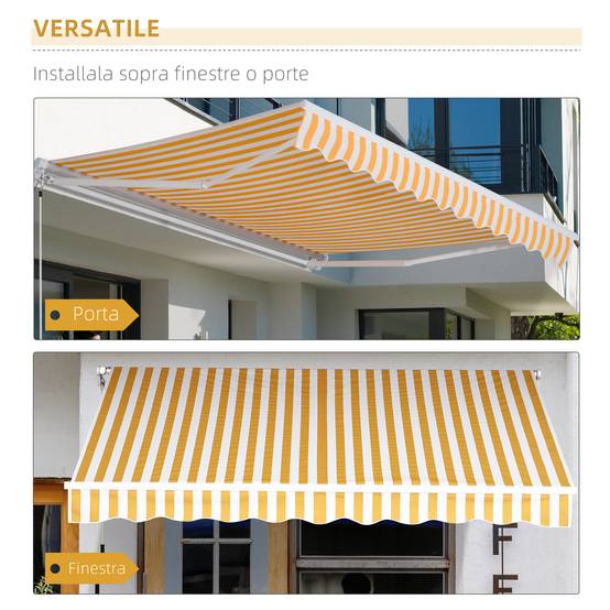 Store Banne Manuel Rétractable 295 x 245 cm avec Manivelle, Angle 45°–85°, Aluminium et Polyester 280 g/m², Terrasse/Balcon, Orange - Image 8