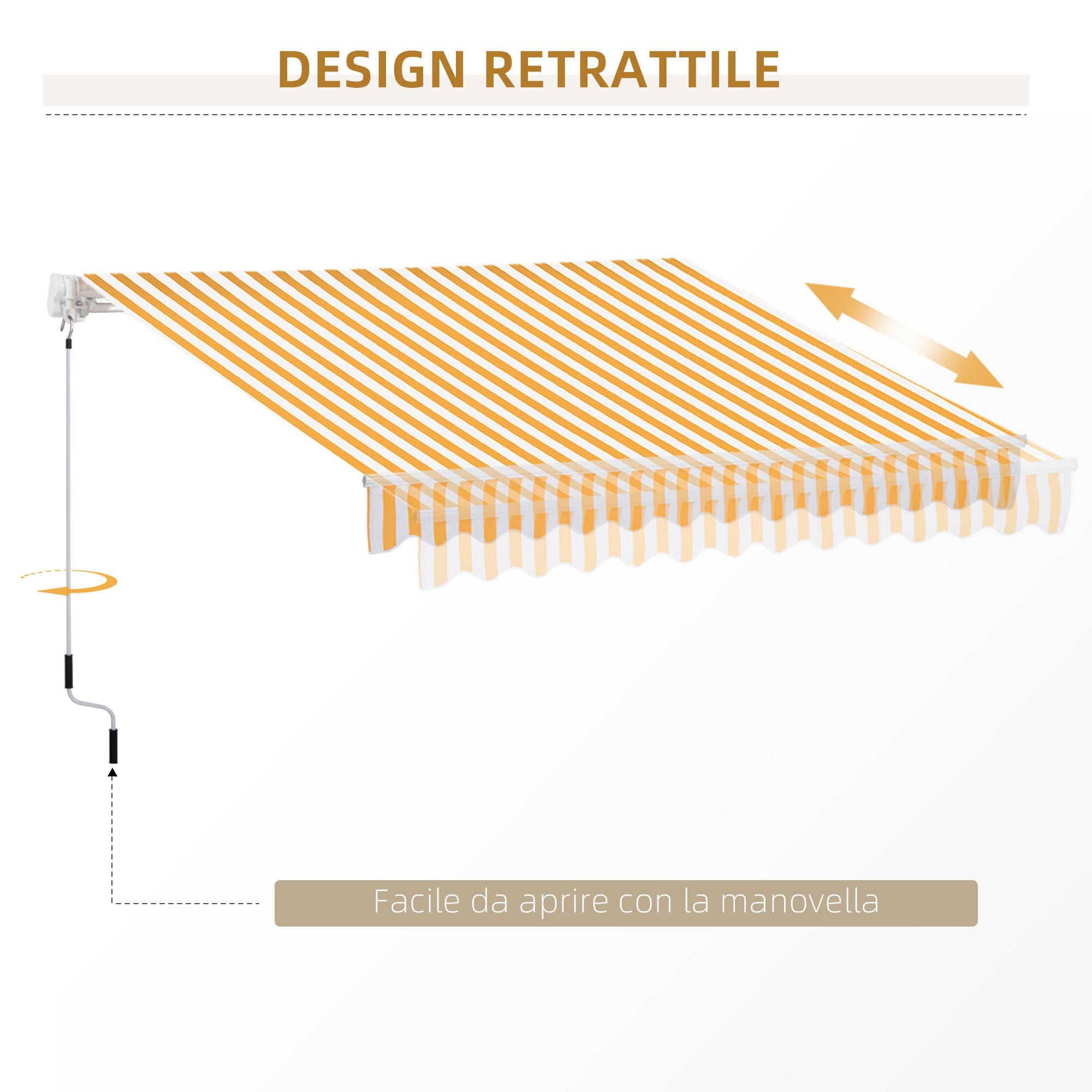 Store Banne Manuel Rétractable 295 x 245 cm avec Manivelle, Angle 45°–85°, Aluminium et Polyester 280 g/m², Terrasse/Balcon, Orange - Image 10