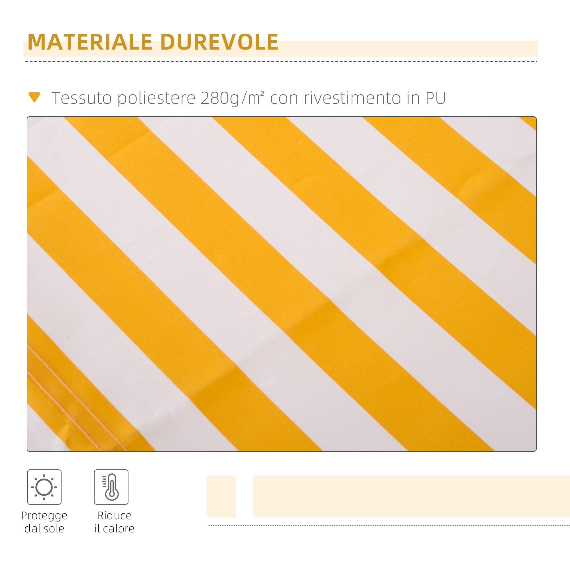 Store Banne Manuel Rétractable 295 x 245 cm avec Manivelle, Angle 45°–85°, Aluminium et Polyester 280 g/m², Terrasse/Balcon, Orange - Image 9
