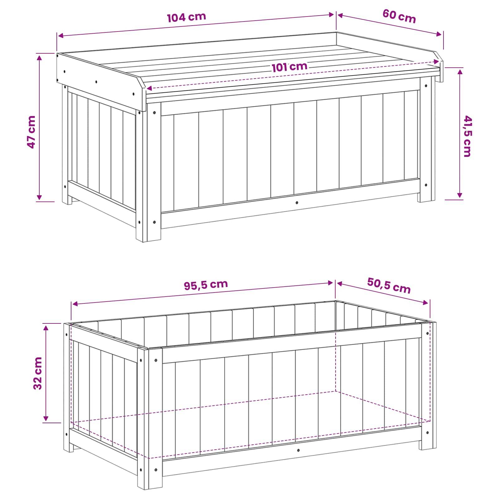 Vidaxl - Coffre à coussins d'extérieur Bois de pin imprégné vidaXL 42042675 - Image 3