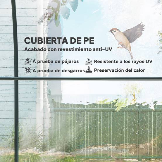 Serre tunnel de 3 x 2 x 2 m avec porte enroulable, 2 fenêtres grillagées et structure en acier transparent - Image 6