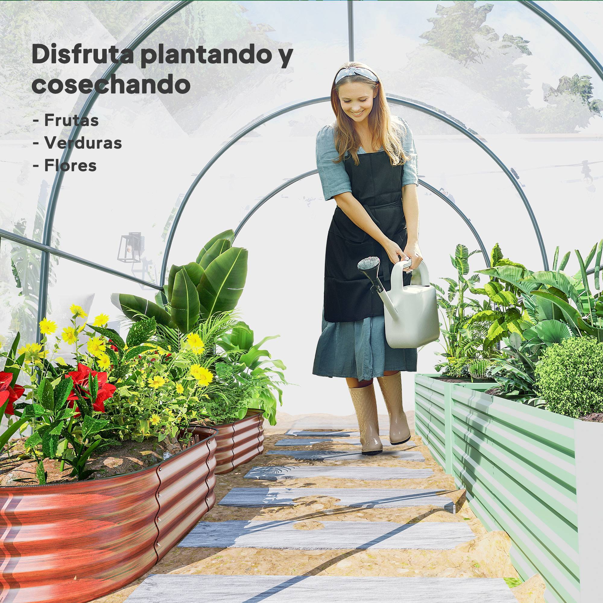 Serre tunnel de 3 x 2 x 2 m avec porte enroulable, 2 fenêtres grillagées et structure en acier transparent - Image 10