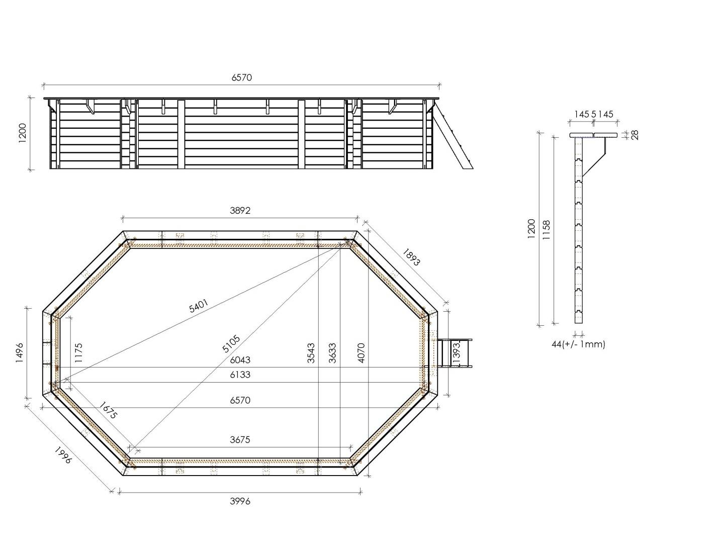 Altanka - Piscine en bois 6.57x4.07 - H.1.2 m fixations à sceller - BAS748OSPI+SZA - Image 6