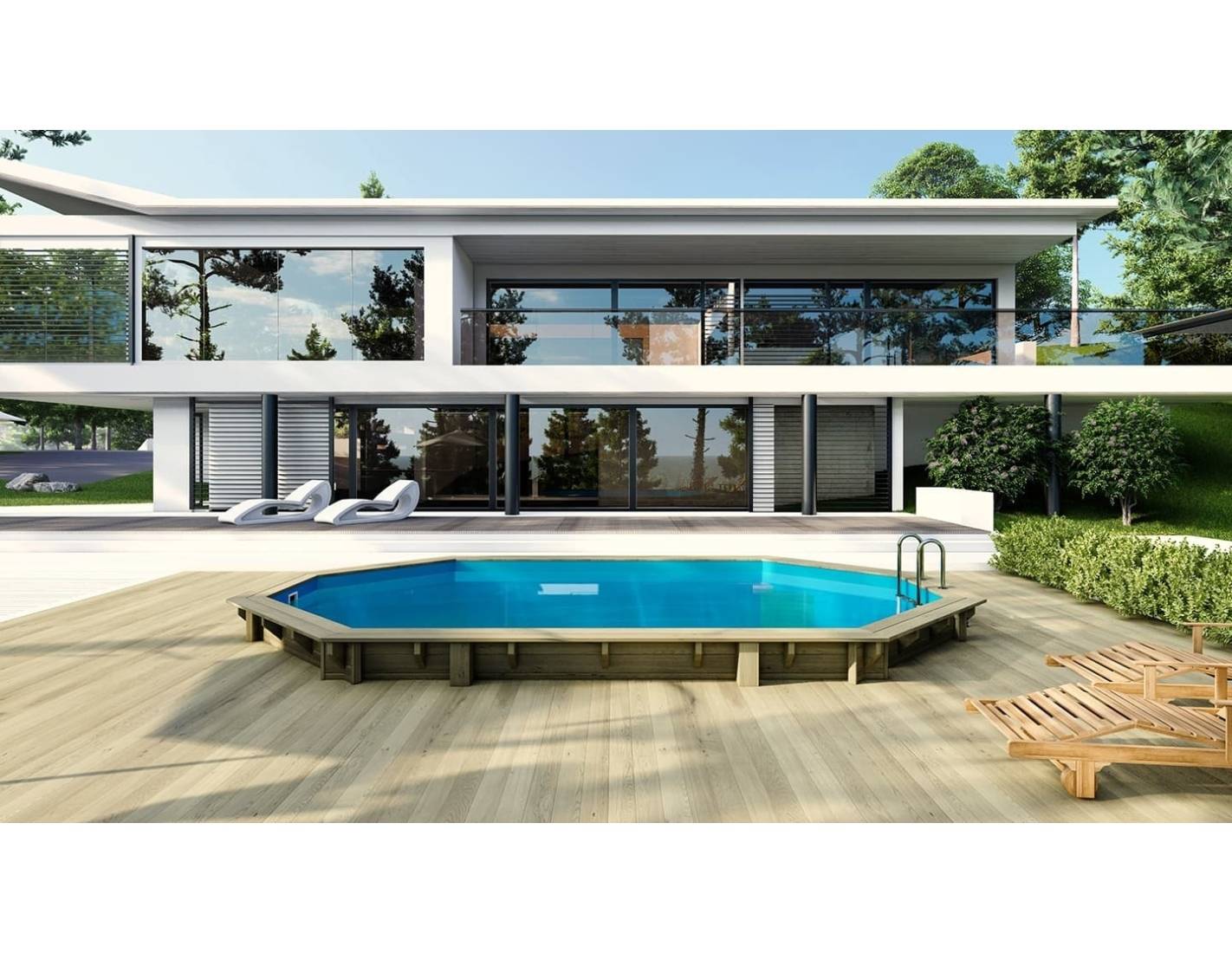 Altanka - Piscine en bois 6.57x4.07 - H.1.2 m fixations à sceller - BAS748OSPI+SZA - Image 2