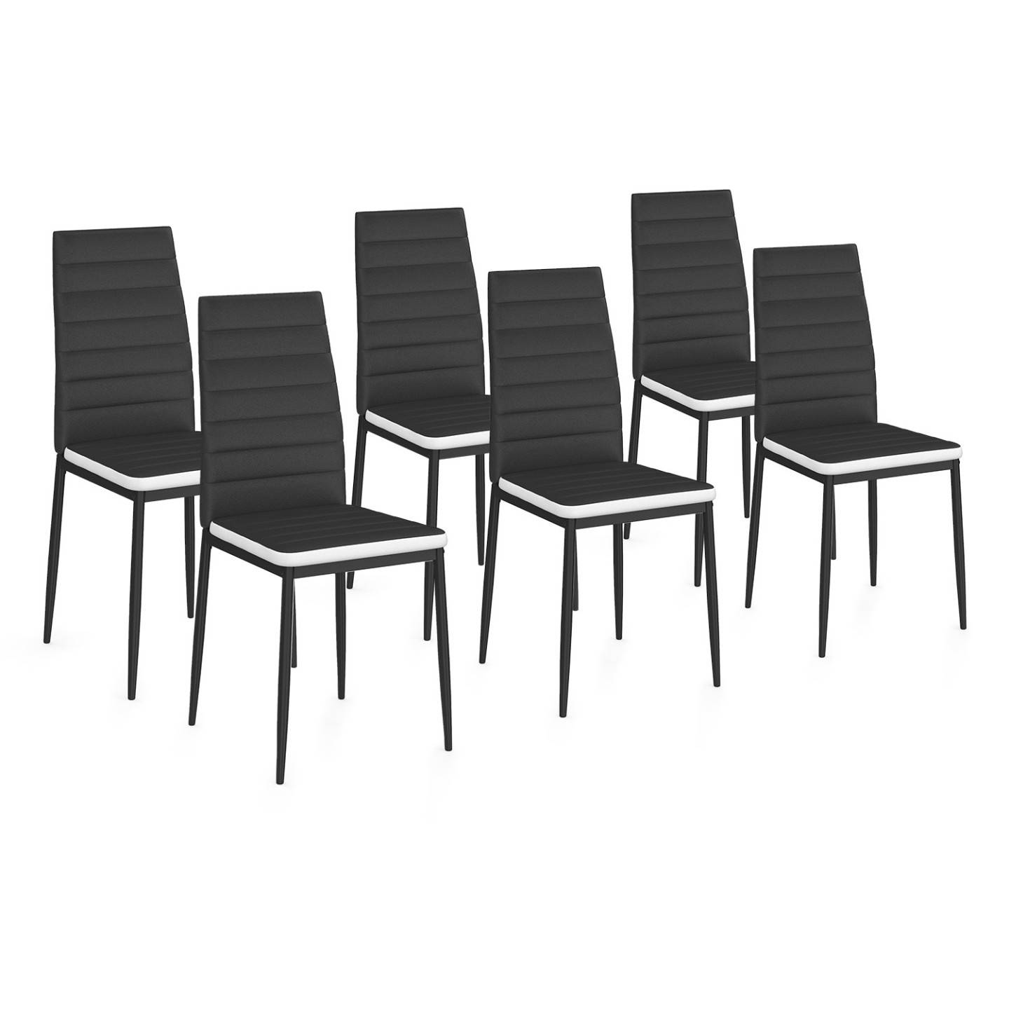 Lot de 6 chaises ROMANE noires bandeau blanc pour salle à manger - Image 2