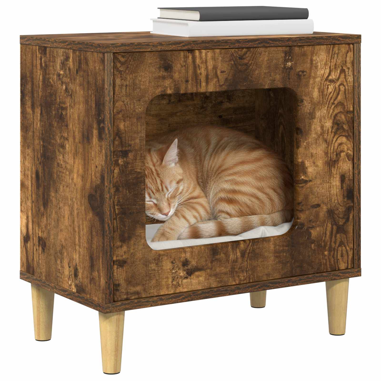 Vidaxl - Maison pour chat Chêne fumé 51 x 30 x 52 cm Bois d'ingénierie vidaXL 8000658 - Image 4
