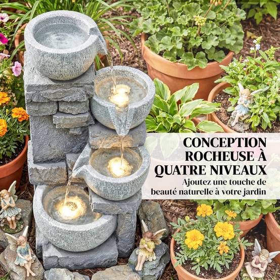 Fontaine de jardin résine gris 28 x 25 x 54.5 cm - PANGIVO - Image 6