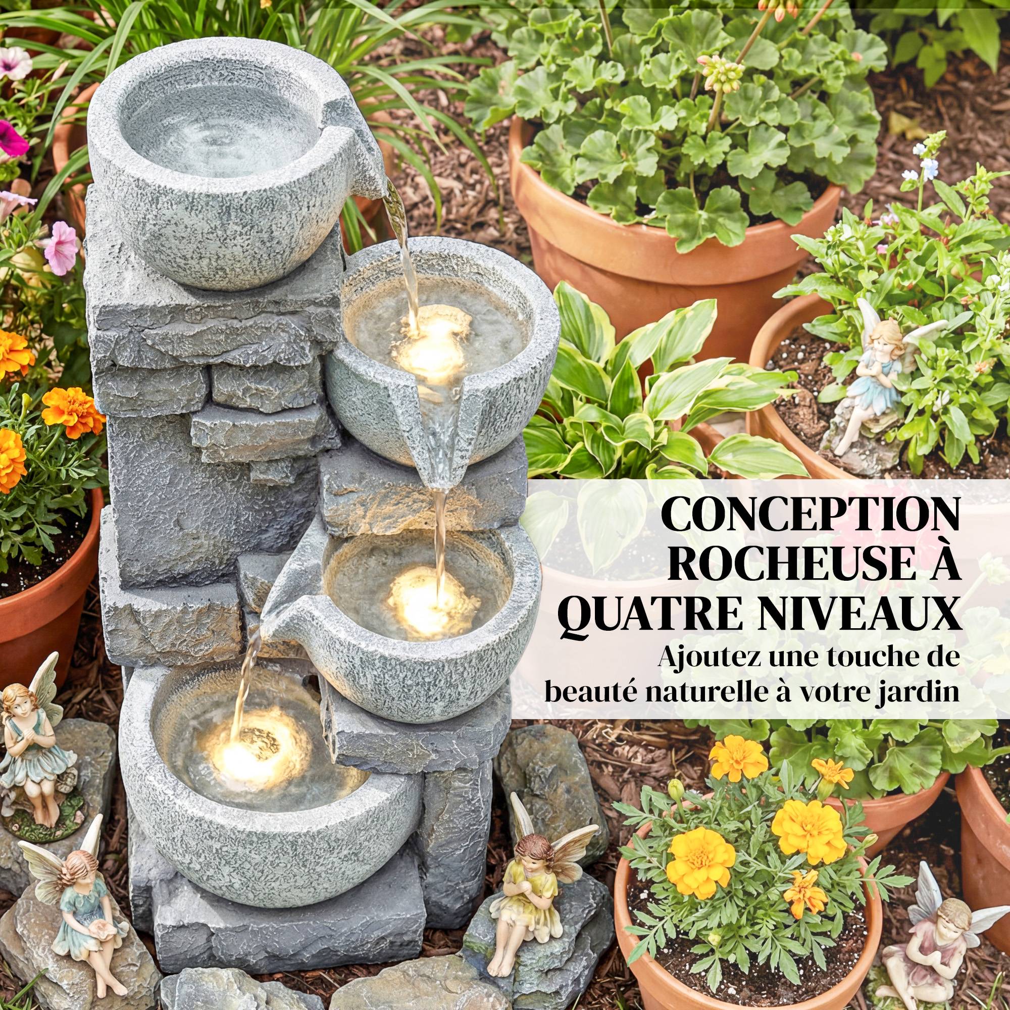 Fontaine de jardin résine gris 28 x 25 x 54.5 cm - PANGIVO - Image 6