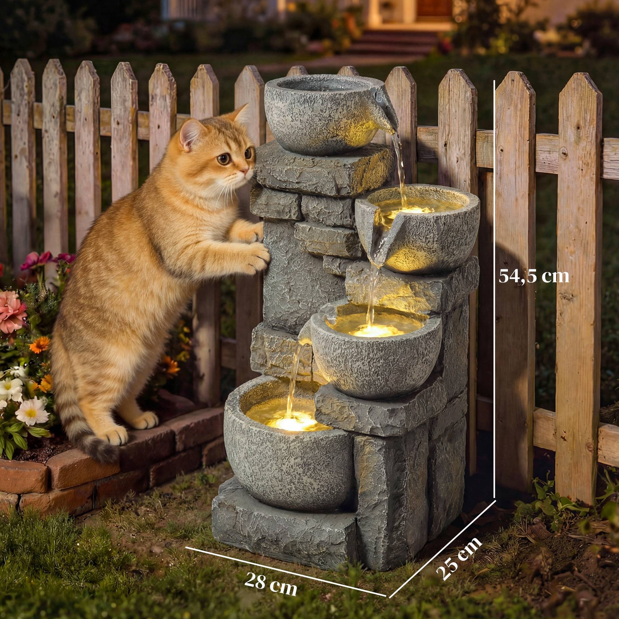 Fontaine de jardin résine gris 28 x 25 x 54.5 cm - PANGIVO - Image 5