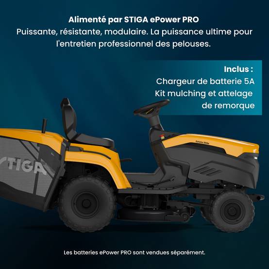 Stiga - Tracteur de jardin électrique Estate 598e, Batterie non inclus, Largeur 98 cm, silencieux et sans émissions - STIGA - Image 4