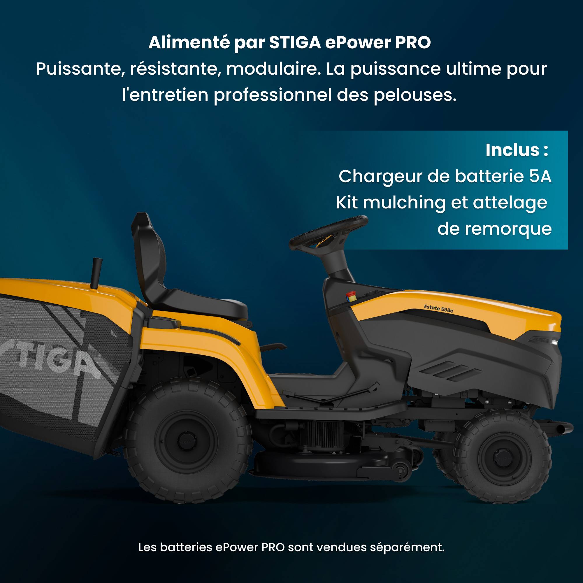 Stiga - Tracteur de jardin électrique Estate 598e, Batterie non inclus, Largeur 98 cm, silencieux et sans émissions - STIGA - Image 4